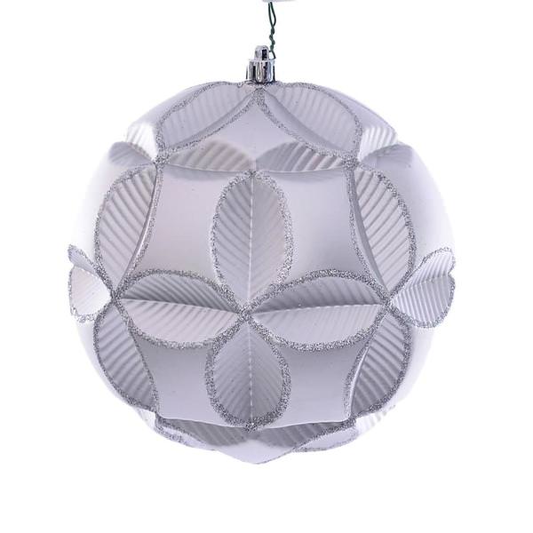 6" Silver Matte Clover Ball Ornament (2 pack)