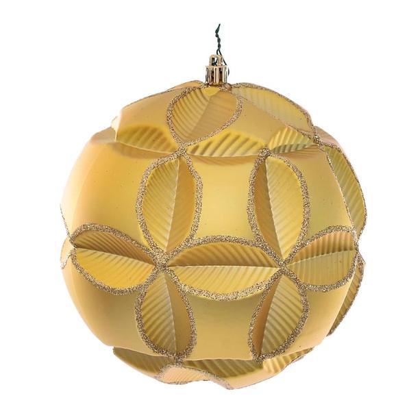 6" Gold Matte Clover Ball Ornament (2 pack)