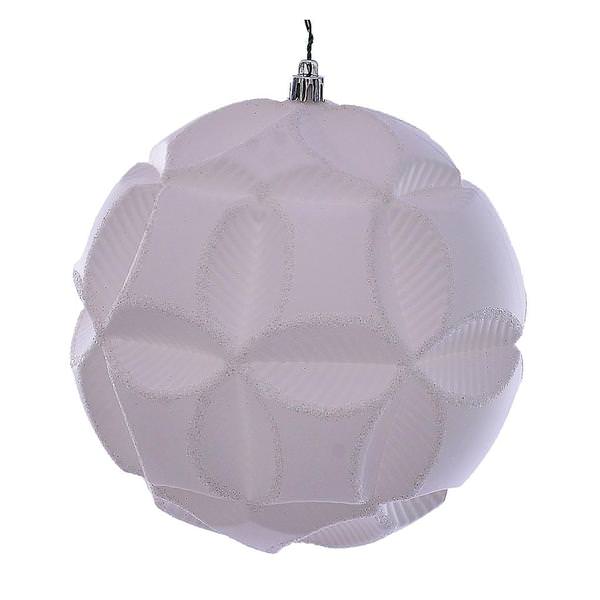 6" White Matte Clover Ball Ornament (2 pack)