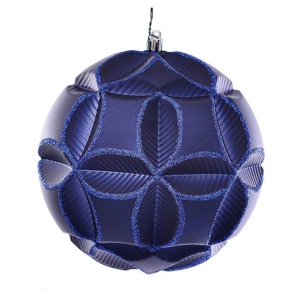 6" Midnight Blue Matte Clover Ball Ornament (2 pack)