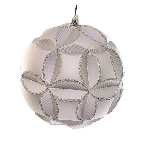 6" Champagne Matte Clover Ball Ornament (2 pack)