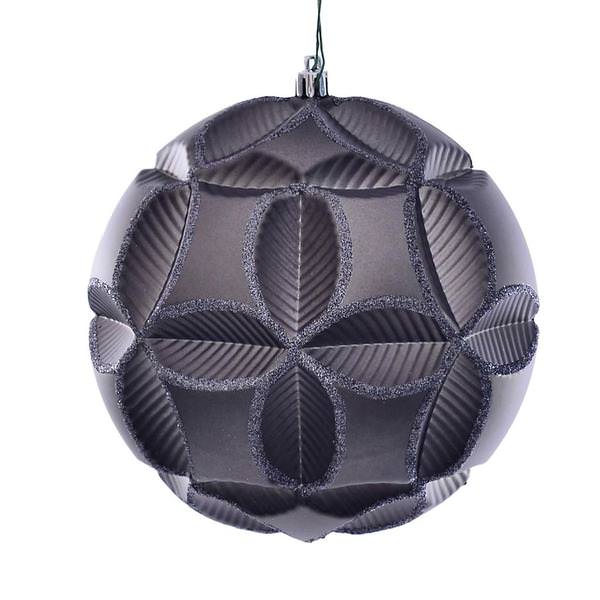6" Pewter Matte Clover Ball Ornament (2 pack)