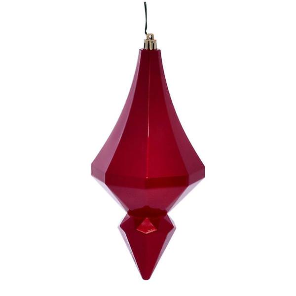8" Red Candy Diamond Finial Ornament (2 pack)