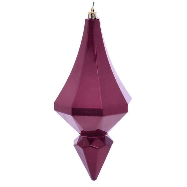 8" Berry Red Candy Diamond Finial Ornament (2 pack)