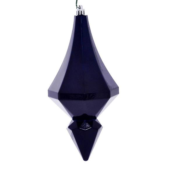 8" Midnight Blue Candy Diamond Finial Ornament (2 pack)