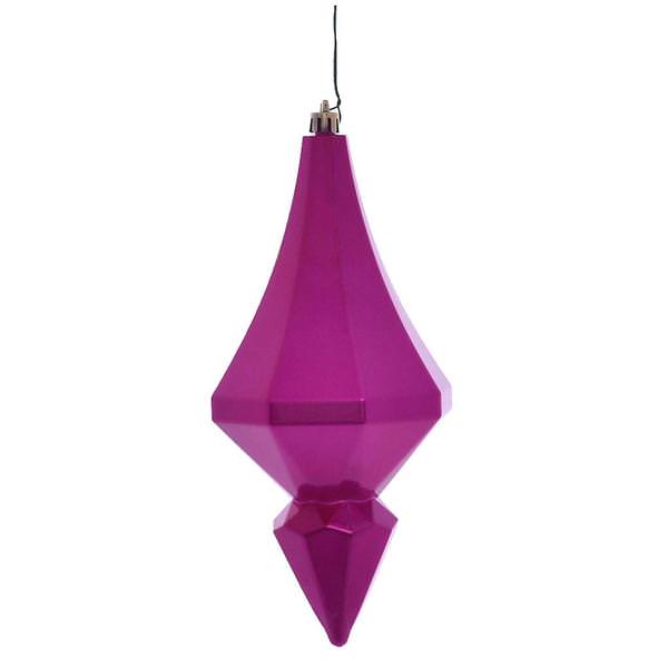 8" Fuchsia Candy Diamond Finial Ornament (2 pack)