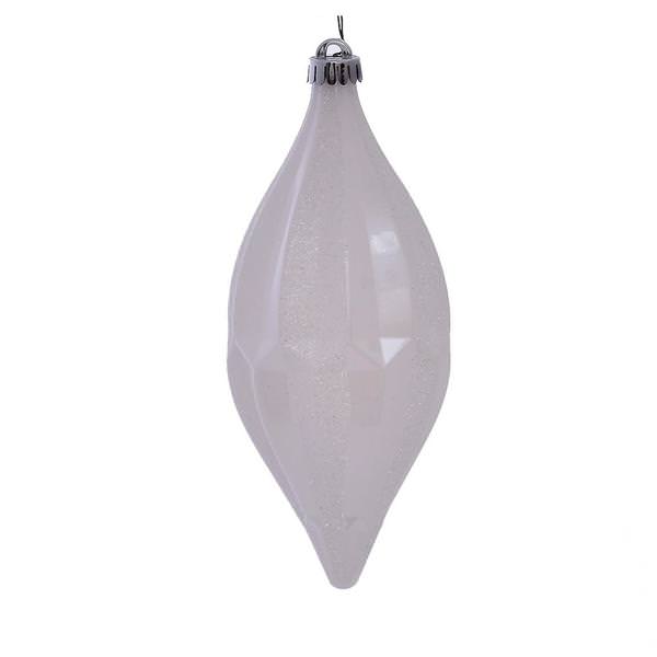 10" White Candy Glitter Shuttle Ornament (2 pack)