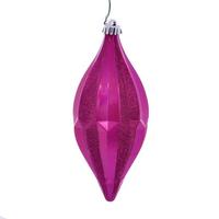 Vickerman 10'' Fuchsia Candy Glitter Shuttle Ornament (2 pack)