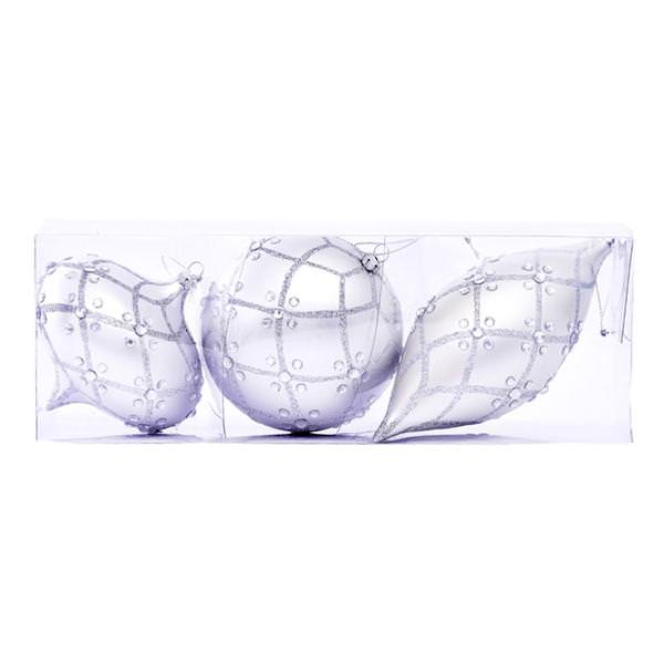 4-7" Silver Matte Jewel Assorted Ornament (Set of 3)