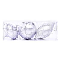 Vickerman 4-7" Silver Matte Jewel Assorted Ornament (Set of 3)