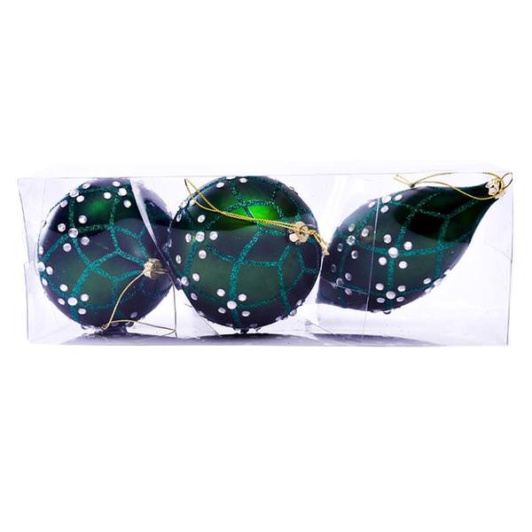 4-7" Emerald Matte Jewel Assorted Ornament (Set of 3)