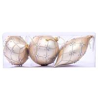 Vickerman 4-7" Champagne Matte Jewel Assorted Ornament (Set of 3)