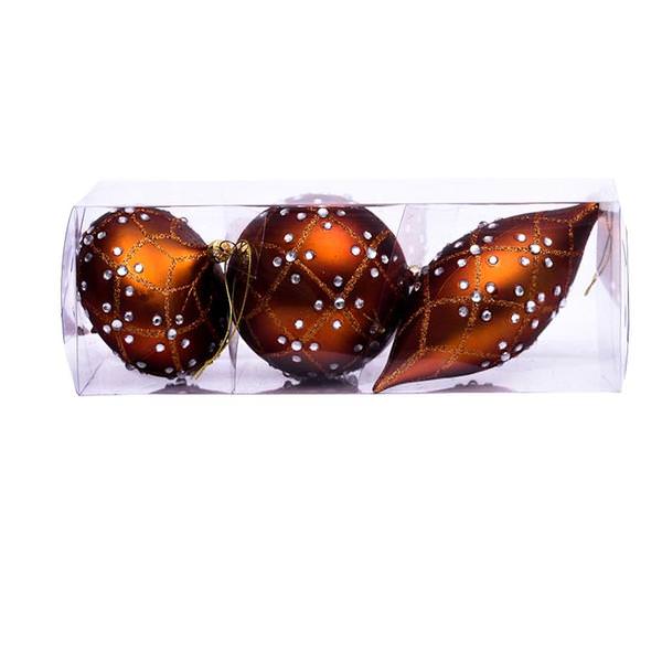 4-7" Copper Matte Jewel Assorted Ornament (Set of 3)