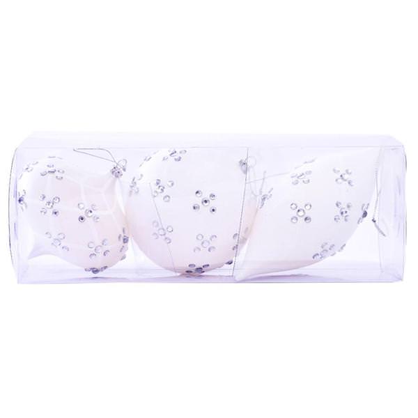 4-7" White Matte Jewel Assorted Ornament (Set of 3)