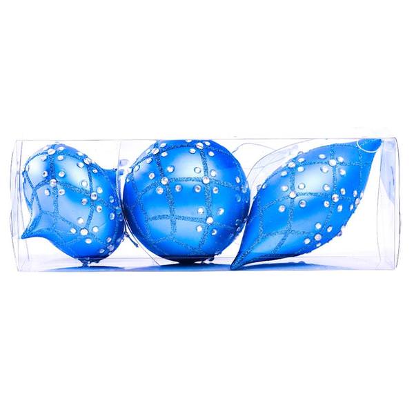 4-7" Turquoise Matte Jewel Assorted Ornament (Set of 3)