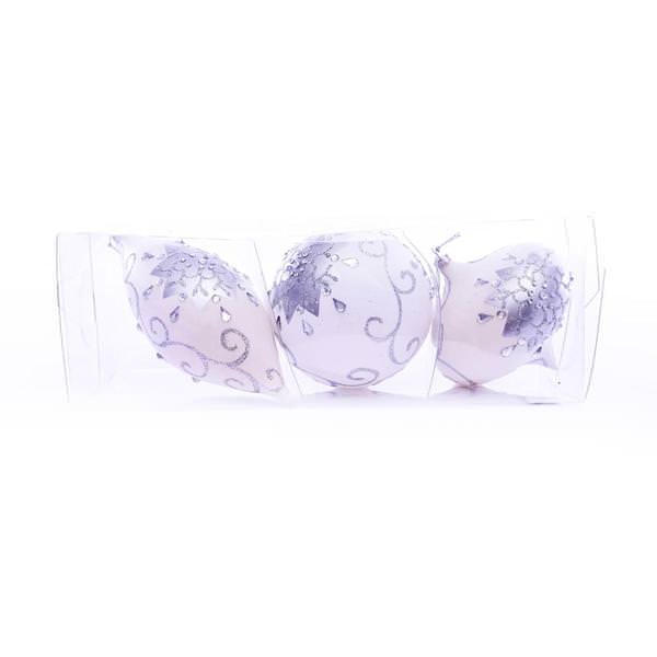 4-7" White Matte Glitter Assorted Ornament (Set of 3)