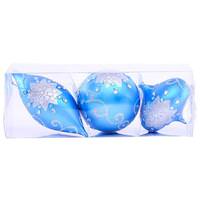 Vickerman 4-7" Turquoise Matte Glitter Assorted Ornament (Set of 3)