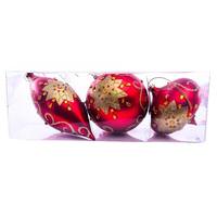 Vickerman 4-7" Red Matte Glitter Assorted Ornament (Set of 3)