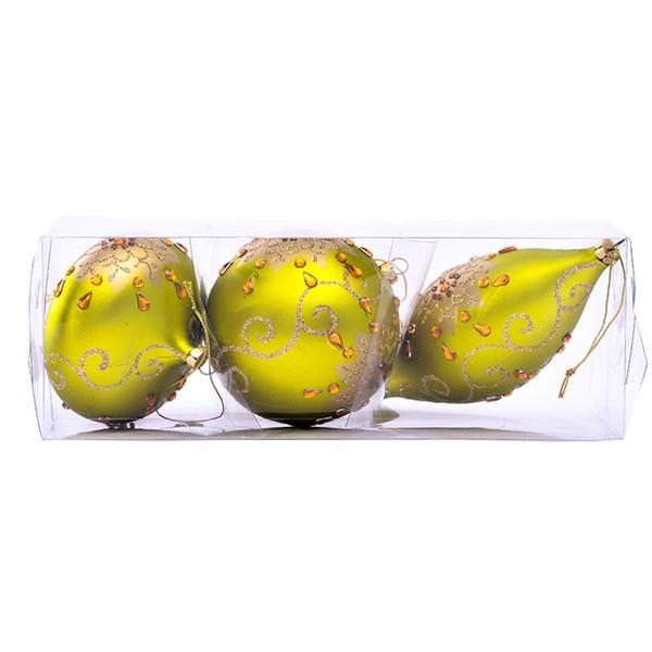 4-7" Lime Matte Glitter Christmas Ornament (3 Pack)