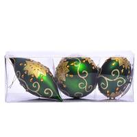 Vickerman 4-7" Emerald Matte Glitter Christmas Ornament (3 Pack)