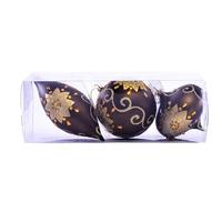 Vickerman 4-7" Chocolate Matte Glitter Christmas Ornament (3 Pack)