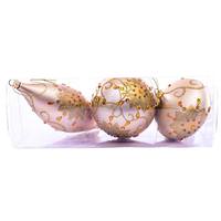 Vickerman 4-7" Champagne Matte Glitter Assorted Ornament (Set of 3)