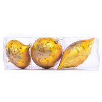 Vickerman 4-7" Gold Matte Glitter Assorted Ornament (Set of 3)