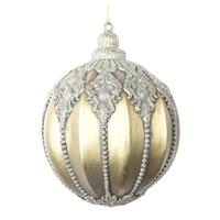 Vickerman 9.5" Gold Antique Embossed Line Ball Ornament