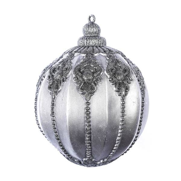 9.5" Gunmetal Antique Embossed Line Ball Ornament