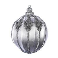 Vickerman 9.5" Gunmetal Antique Embossed Line Ball Ornament
