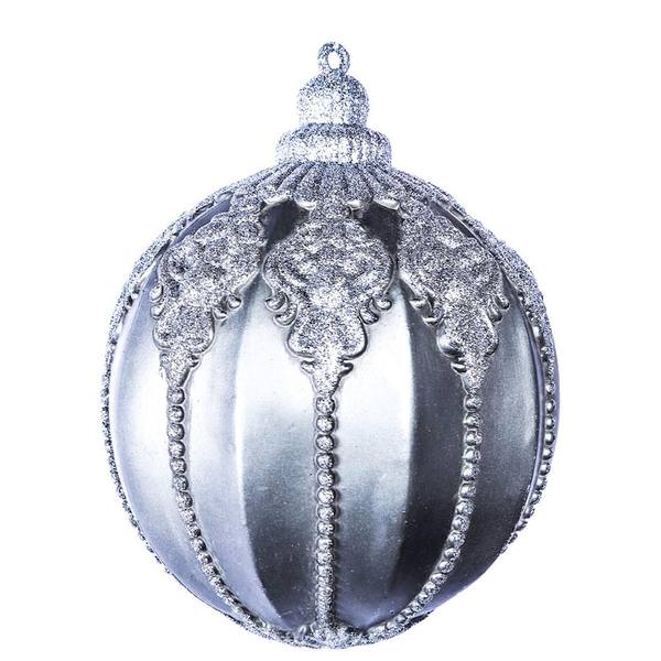9.5" Pewter Antique Embossed Ball Ornament