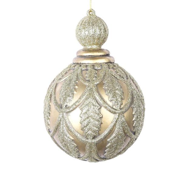 8" Champagne Antique Holly Drop Ornament