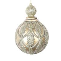 Vickerman 8" Champagne Antique Holly Drop Ornament