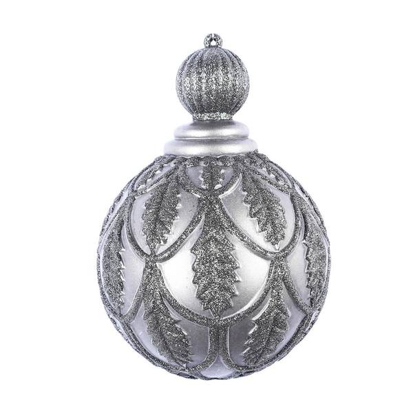 8" Gunmetal Antique Holly Drop Ornament