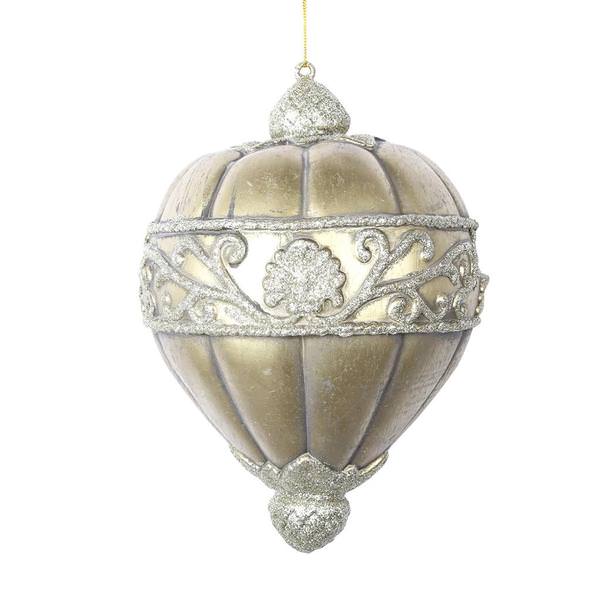 11" Gold Antique Scroll Drop Ornament