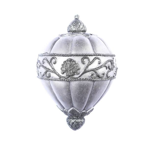 11" Gunmetal Antique Scroll Drop Ornament