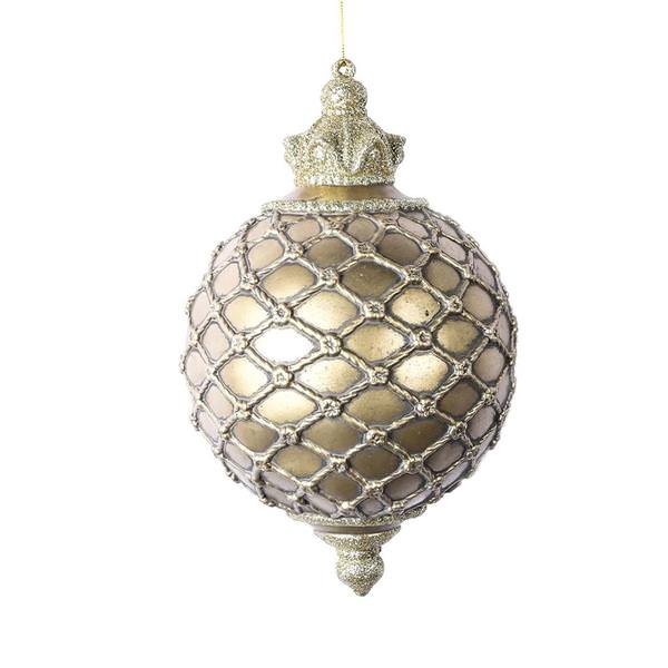 11" Champagne Antique Net Ball Ornament