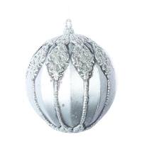 Vickerman 4.5" Limestone Antique Embossed Line Ball Ornament (3 pack)
