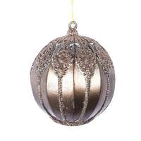 Vickerman 4.5" Mocha Antique Embossed Line Ball Ornament (3 pack)