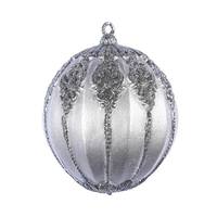 Vickerman 4.5" Gunmetal Antique Embossed Line Ball Ornament (3 pack)