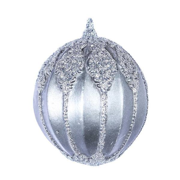 4.5" Pewter Antique Embossed Line Ball Ornament (3 pack)