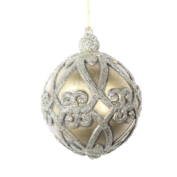 5" Gold Antique Filigree Ball Ornament (3 pack)