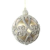 Vickerman 5" Gold Antique Filigree Ball Ornament (3 pack)