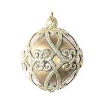 Vickerman 5" Champagne Antique Filigree Ball Ornament (3 pack)