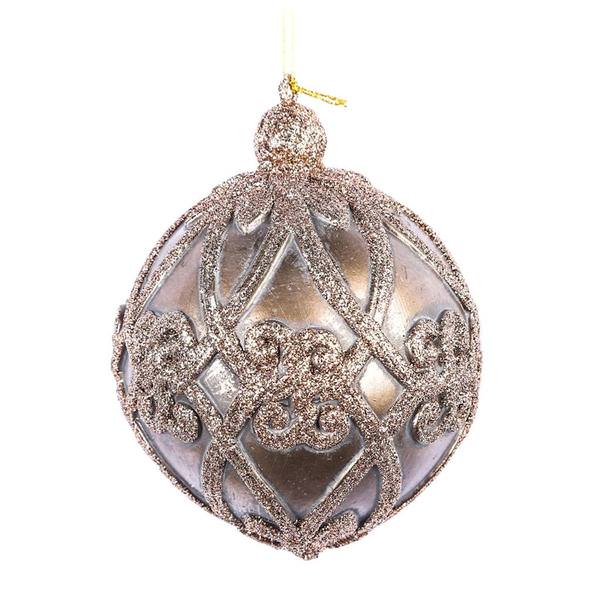 5" Mocha Antique Filigree Ball Ornament (3 pack)
