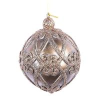 Vickerman 5" Mocha Antique Filigree Ball Ornament (3 pack)