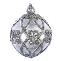 Vickerman 5" Gunmetal Antique Filigree Ball Ornament (3 pack)