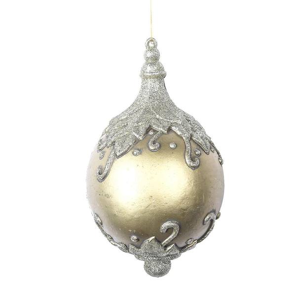 10" Gold Antique Leaf Drop Ornament