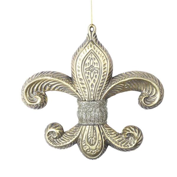 7.3" Gold Antique Fleur-de-lis Ornament (2 pack)