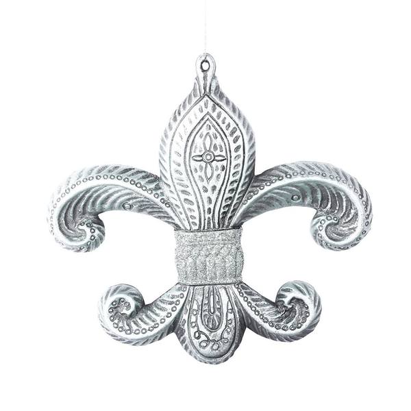 7.3" Limestone Antique Fleur-de-lis Ornament (2 pack)